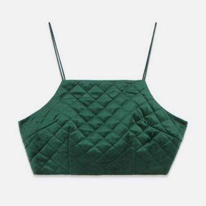 Pink Vanilla Green Quilted Crop Cami